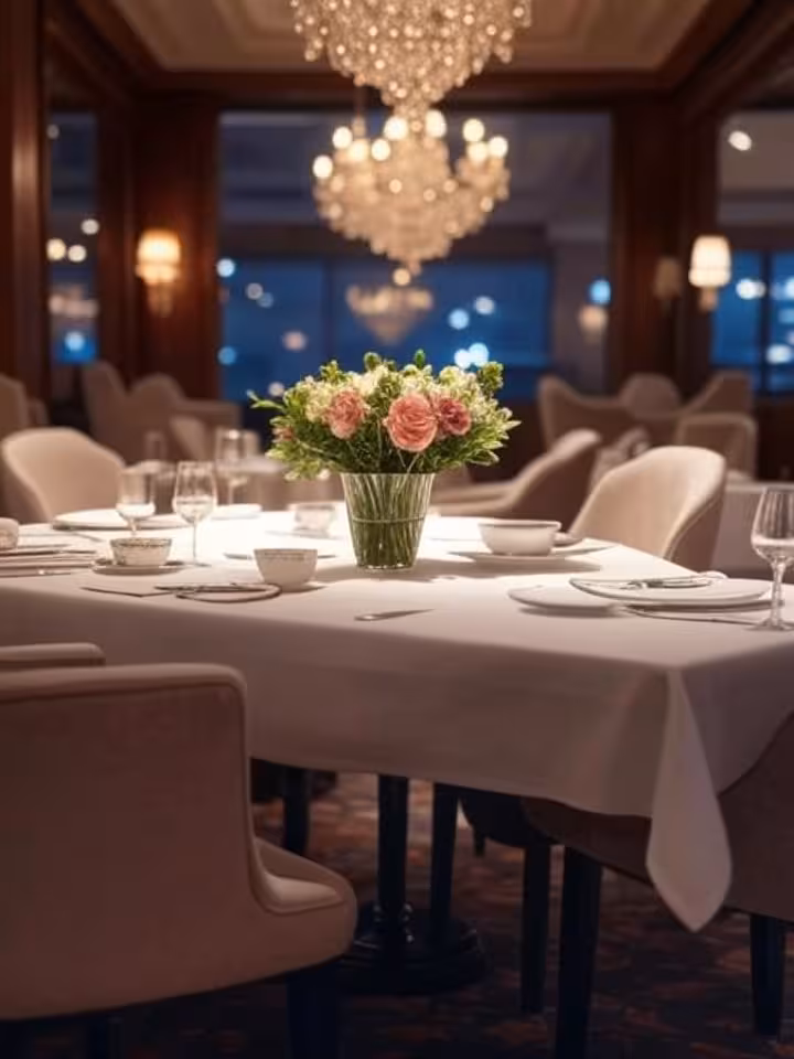 Elegant upscale restaurant interior in Princeton New Jersey, intimate dining setting, sophisticated