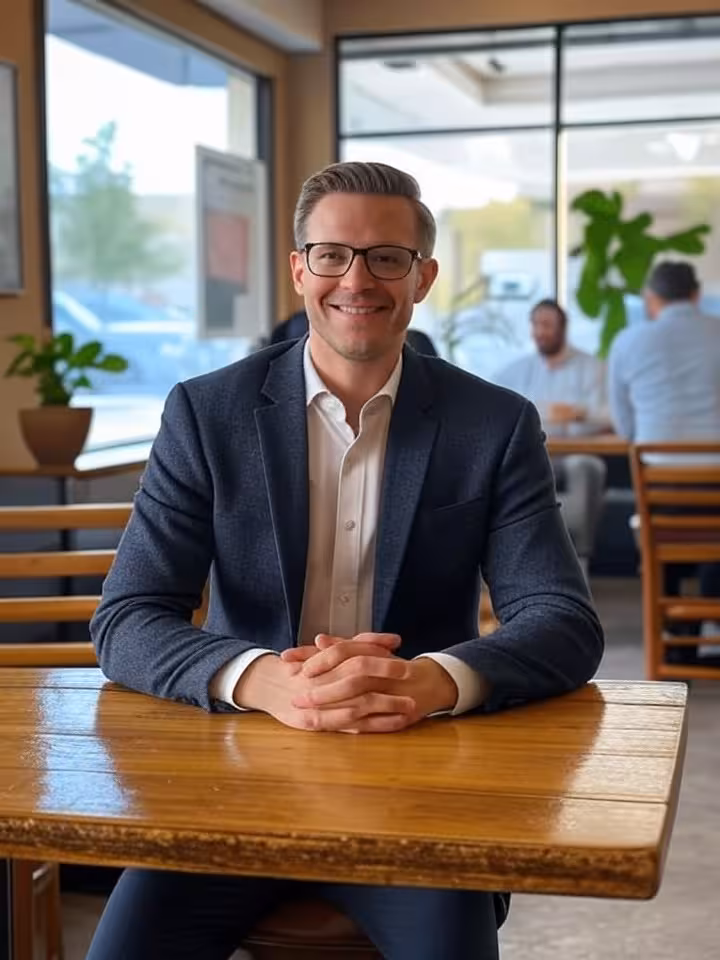 Elegant coffee shop in Summerlin Nevada, contemporary design with natural light, professional busine